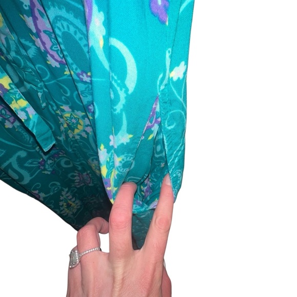 EUC Vintage Diane Von Furstenberg Teal Paisley Maxi Dress Small Medium 90s Retro - Picture 3 of 5